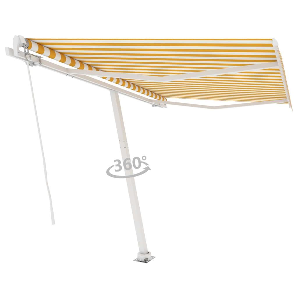 Fritstående markise 300x250 cm manuel betjening gul og hvid