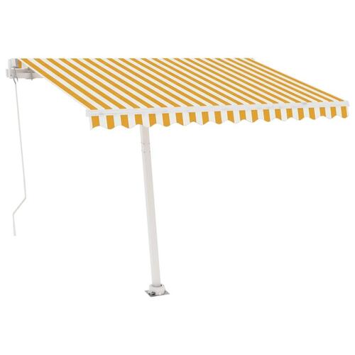 Fritstående markise 300x250 cm manuel betjening gul og hvid