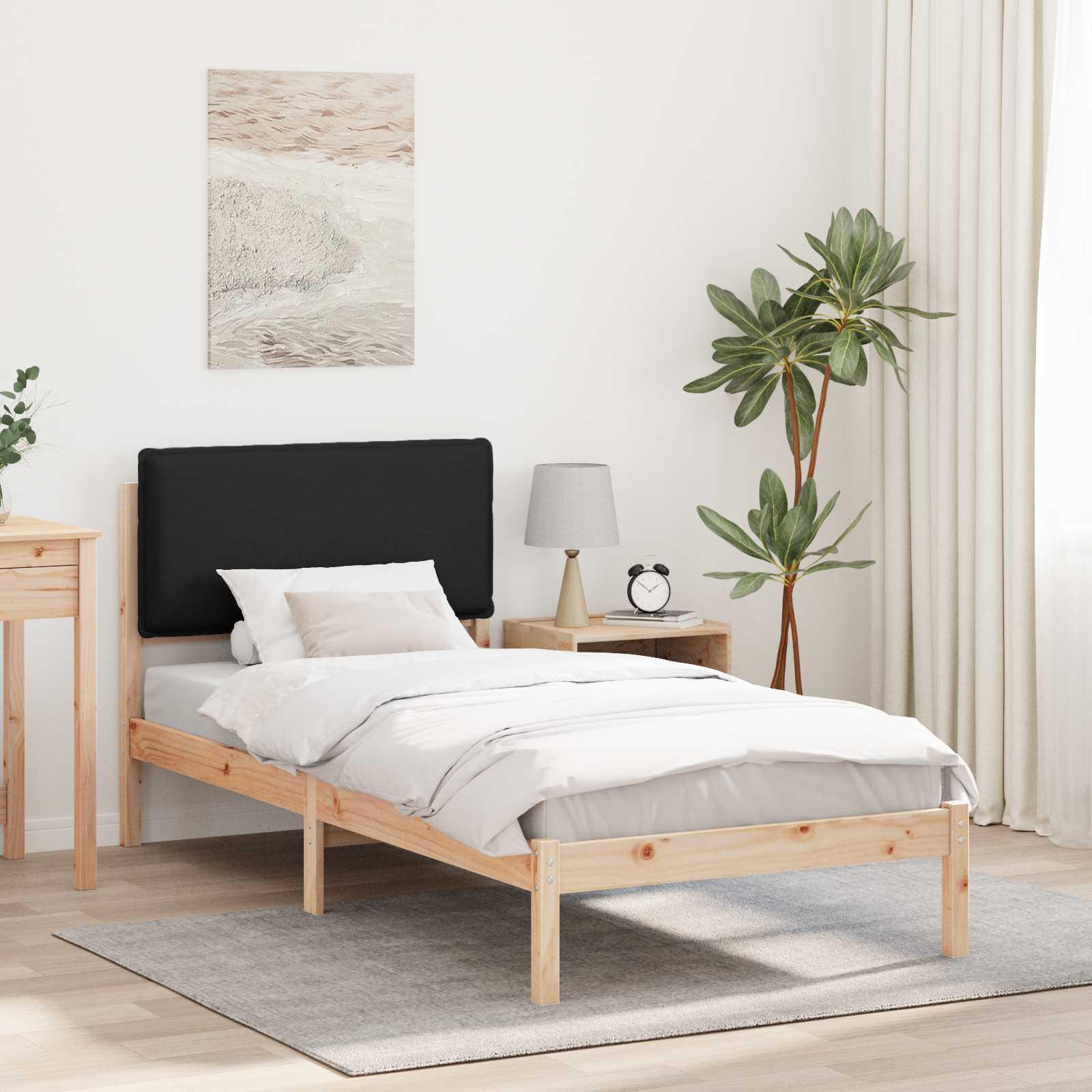 Sengestel med polstret hovedgavl - sort, 80 x 200 cm