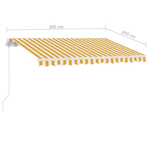 Fritstående markise 300x250 cm manuel betjening gul og hvid