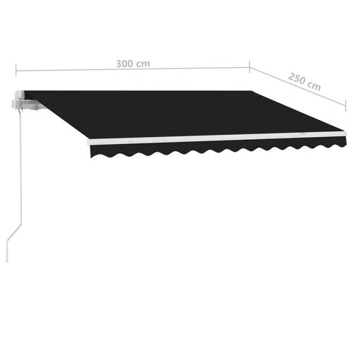 Fritstående markise 300x250 cm manuel betjening antracitgrå