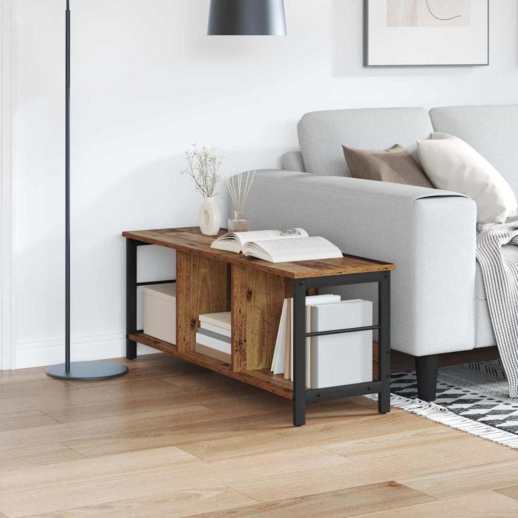 Bogreol i industrielt look - gammelt træ, 102 × 32 × 40,5 cm
