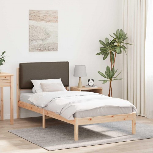 Sengestel med Polstret Hovedgavl Gråbrun 90 x 200 cm