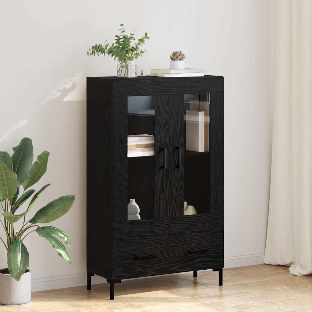Highboard med skuffe Sort eg 69,5 x 31 x 115 cm Konstrueret træ