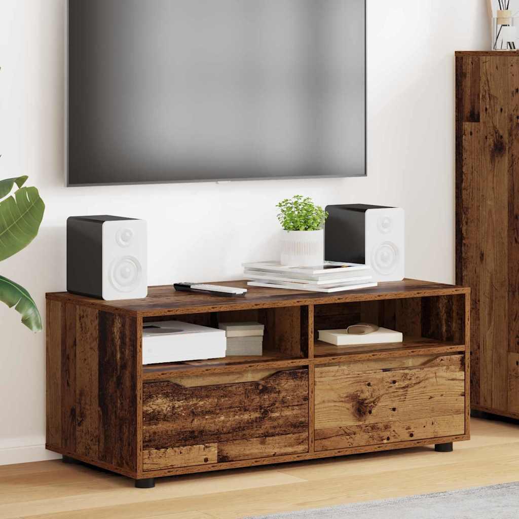 TV-skab med skuffe Gammelt træ 100 x 48 x 43 cm Konstrueret træ