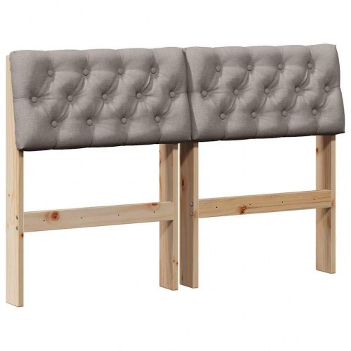 Polstret sengegavl Gråbrun 120 cm Massiv fyrretræ