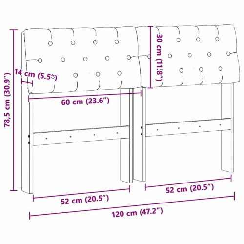 Polstret sengegavl Gråbrun 120 cm Massiv fyrretræ