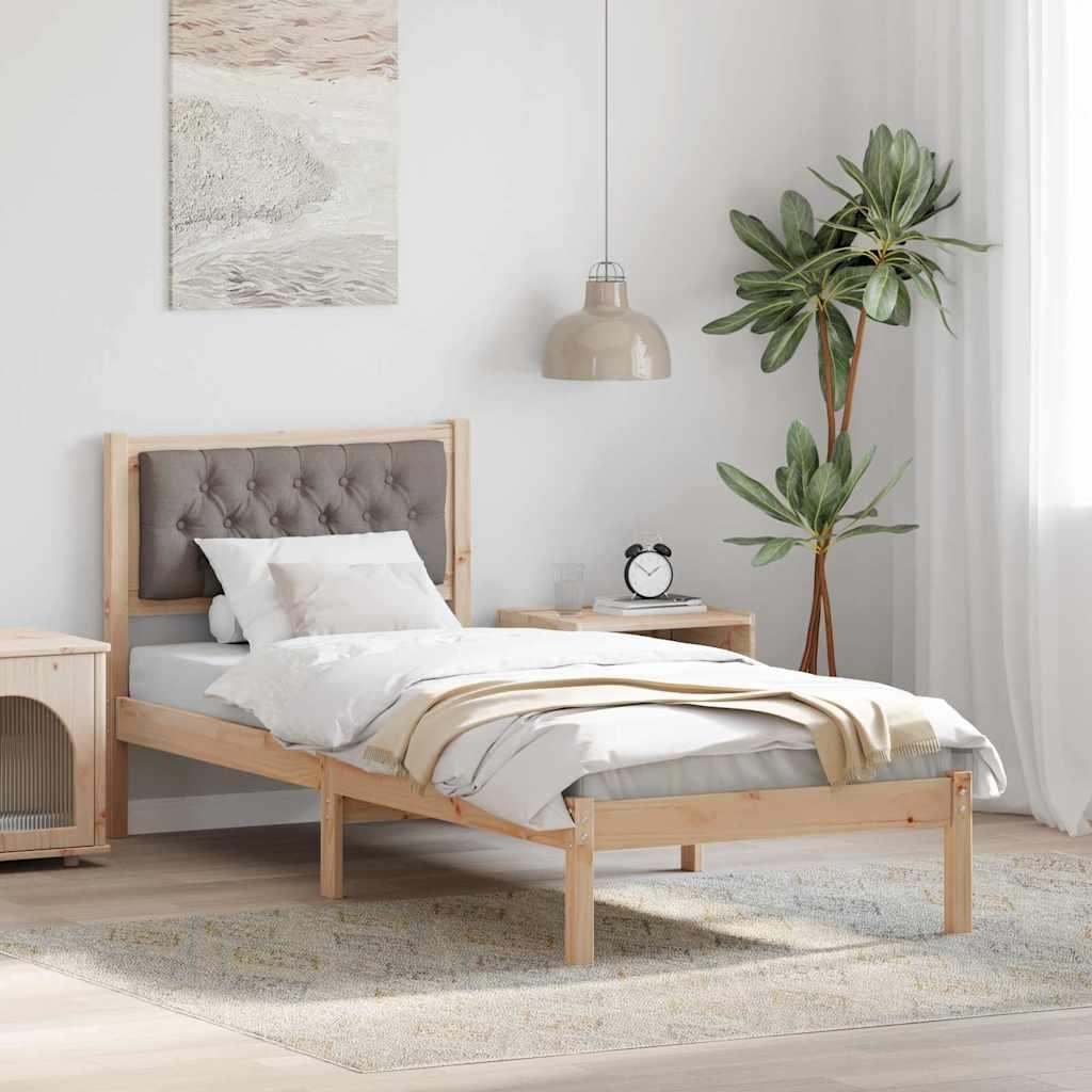 Sengestel med hovedgærde Gråbrun 90 x 190 cm Massiv fyrretræ