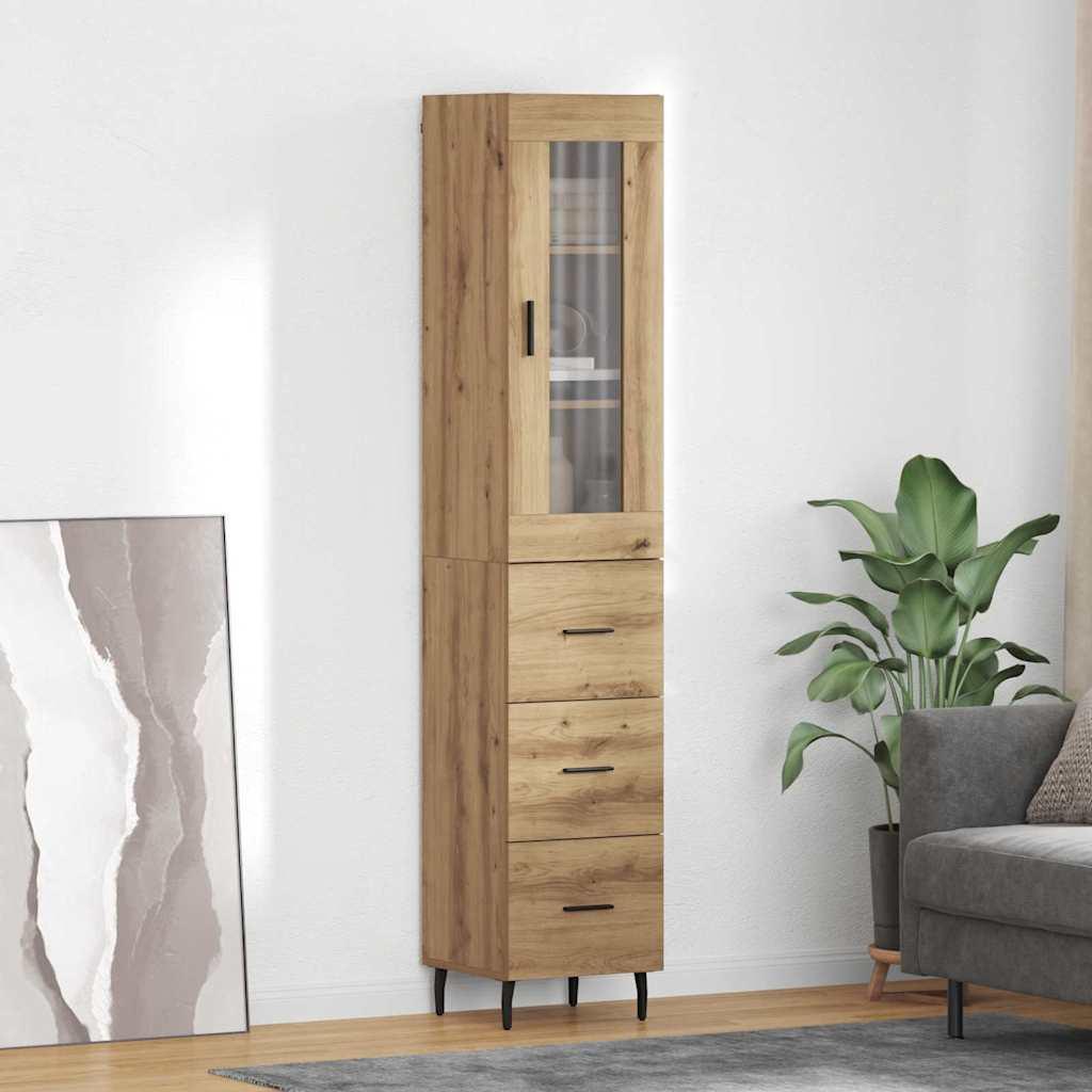 Highboard i konstrueret træ - Artisan egetræ, 34,5 × 34 × 180 cm