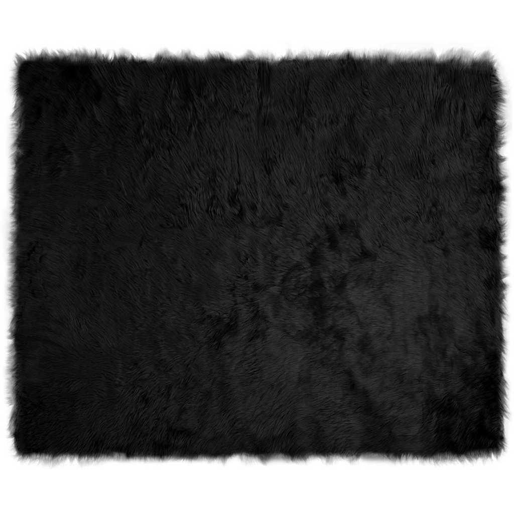 Falsk Fåreskind Tæppe Sort 200 x 280 cm Polyester