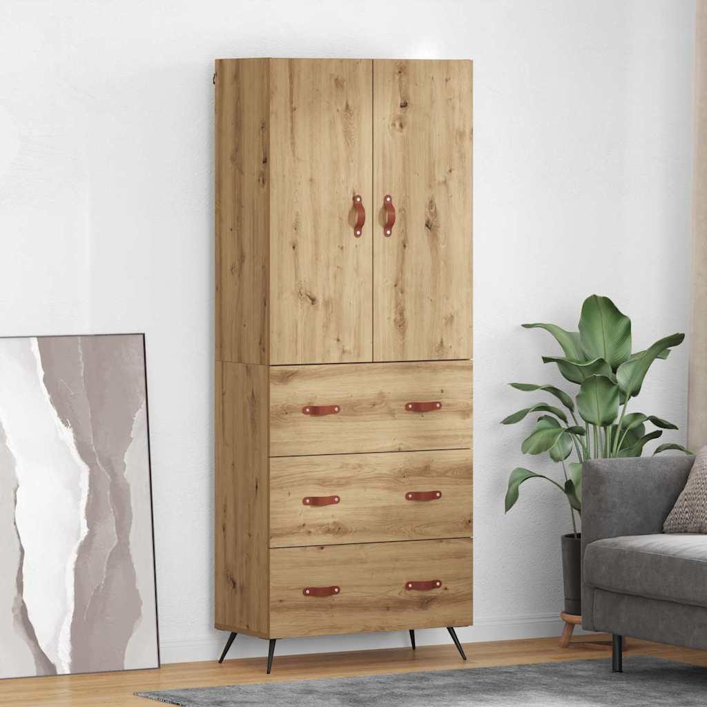 Højskab 69,5X34X180 Cm Konstrueret Træ - artisan eg / 3 skuffer