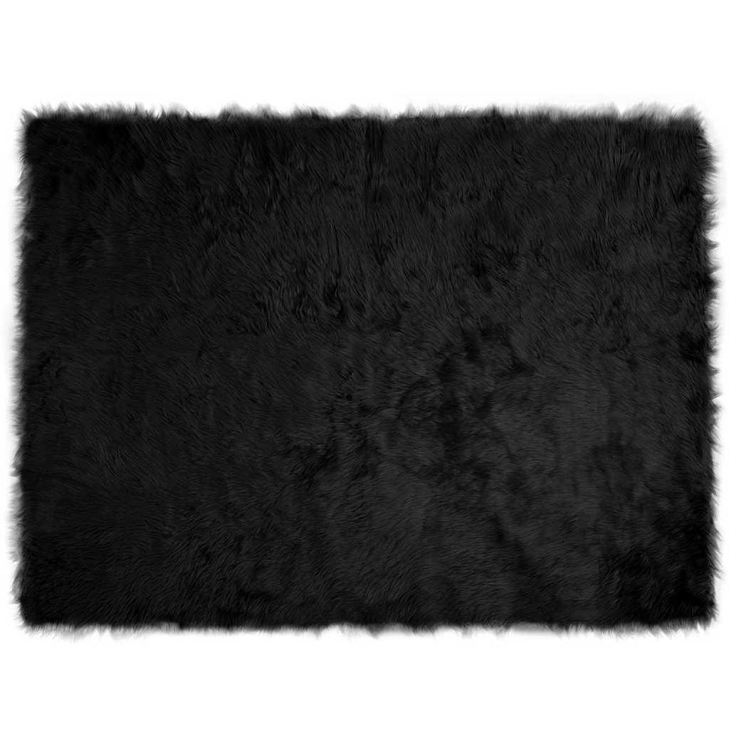 Falsk Fåreskind Tæppe Sort 230 x 160 cm Polyester