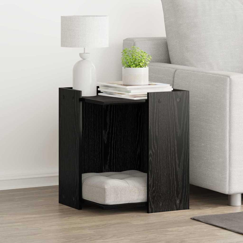 Kattekasse indhegning Sort eg 42 x 42 x 51 cm Konstrueret træ