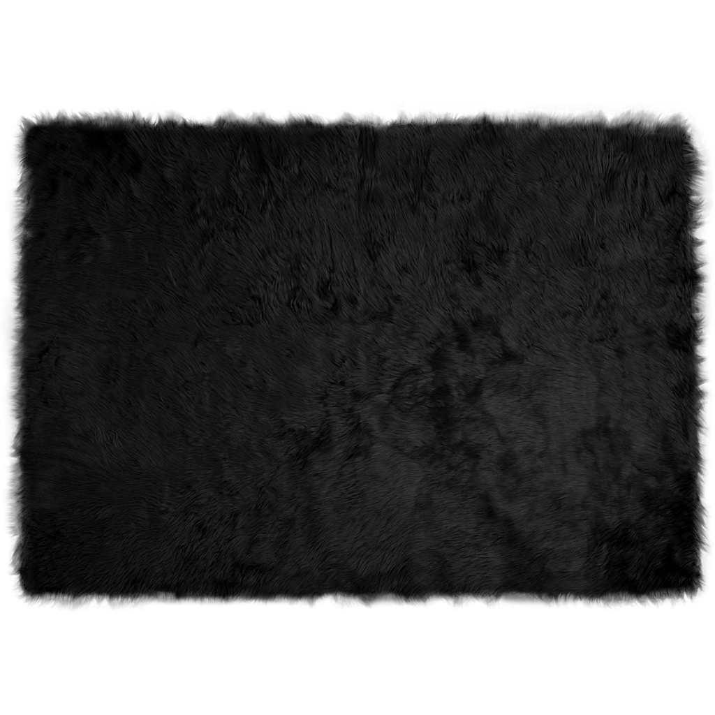 Falsk Fåreskind Tæppe Sort 140 x 200 cm Polyester