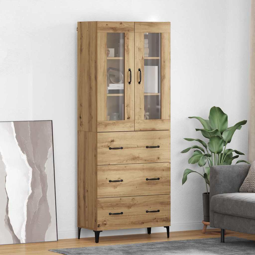 Highboard i artisan egetræ - konstrueret træ, 69,5 × 34 × 180 cm
