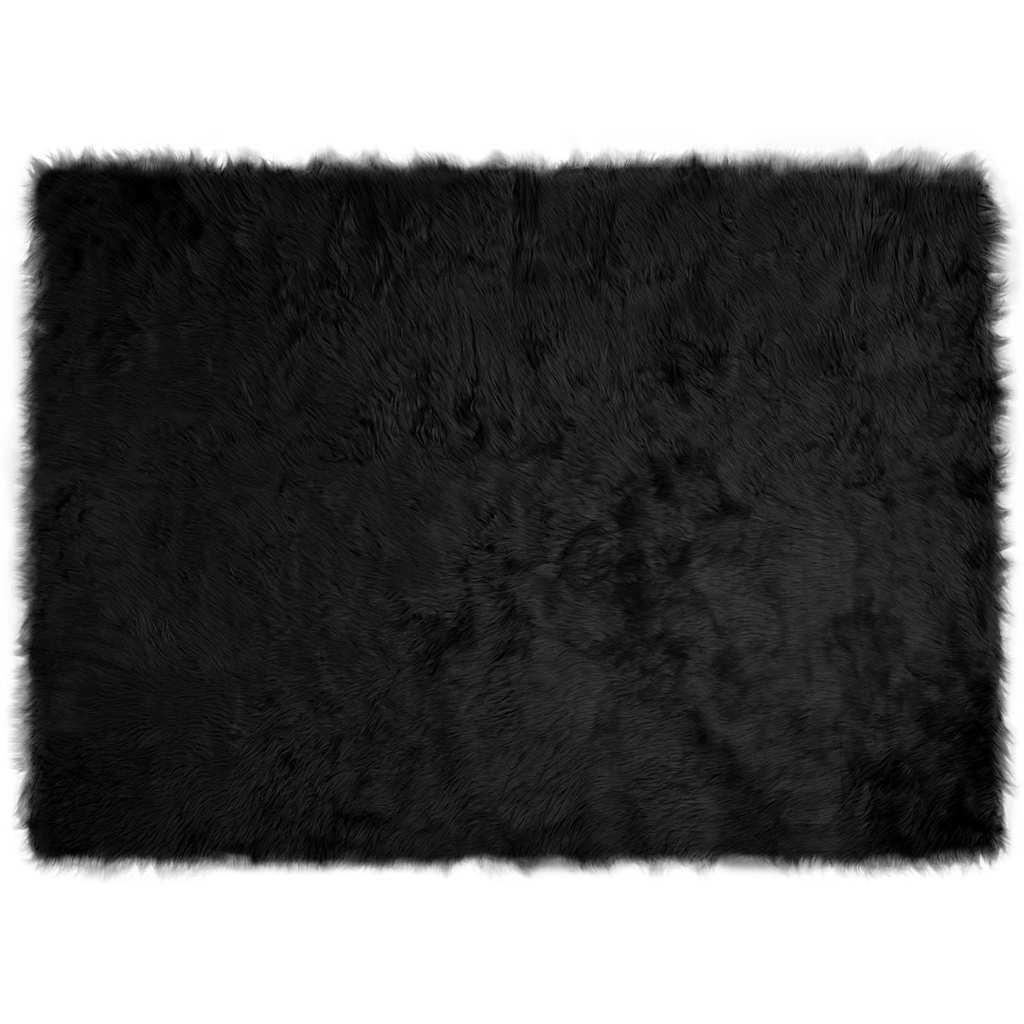 Falsk Fåreskind Tæppe Sort 120 x 170 cm Polyester