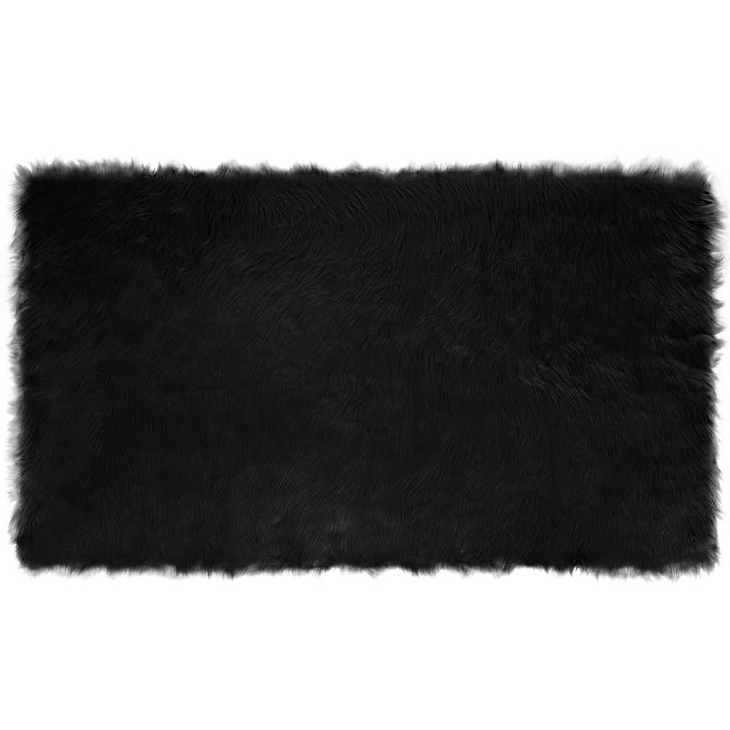 Falsk Fåreskind Tæppe Sort 100 x 200 cm Polyester