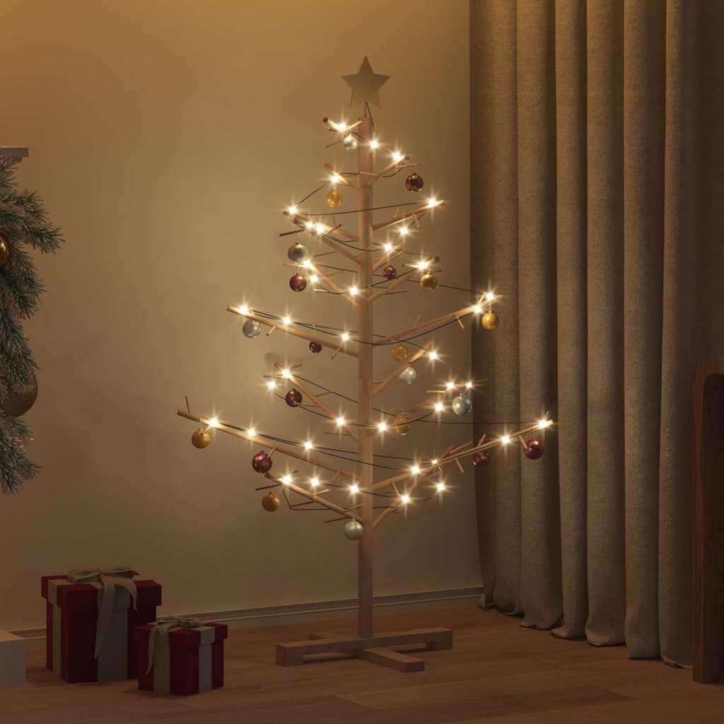 Træ juletræ med stativ Brun 125 cm Massivt fyrretræ