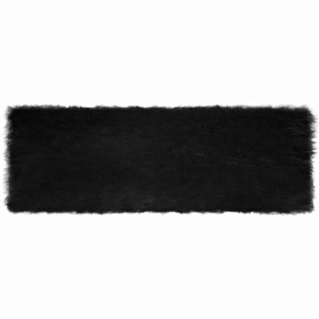 Falsk Fåreskind Tæppe Sort 80 x 250 cm Polyester