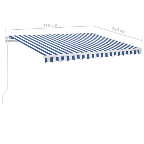 Fritstående markise 350x250 cm manuel betjening blå og hvid