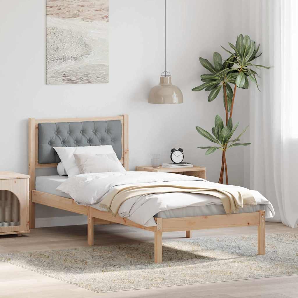 Sengestel med hovedgærde Lysegrå 80 x 200 cm Massiv fyrretræ