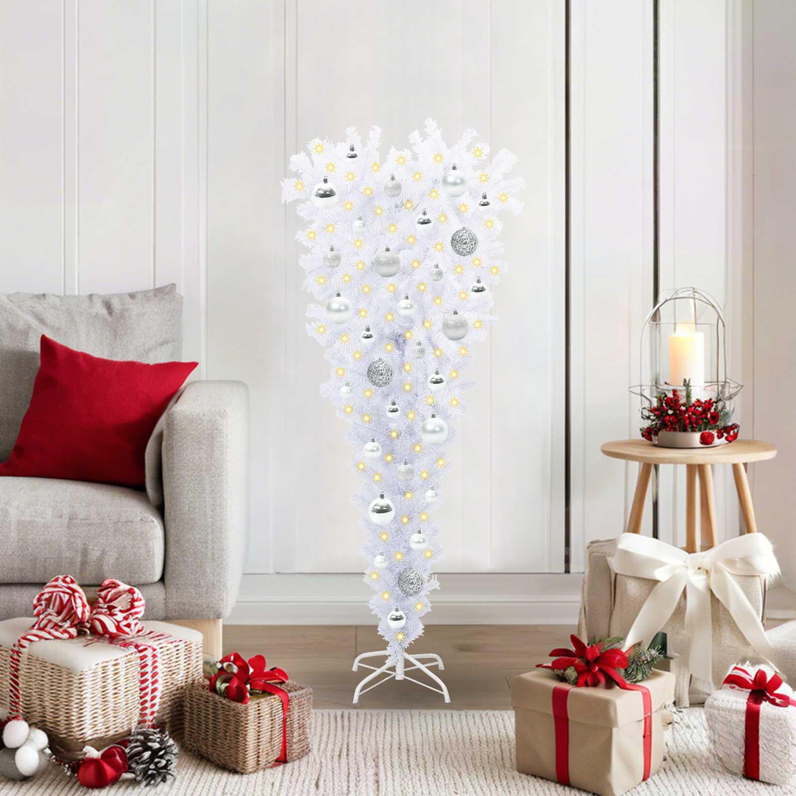 Kunstigt juletræ med 150 LED'er Hvid 120 cm PVC og Stål