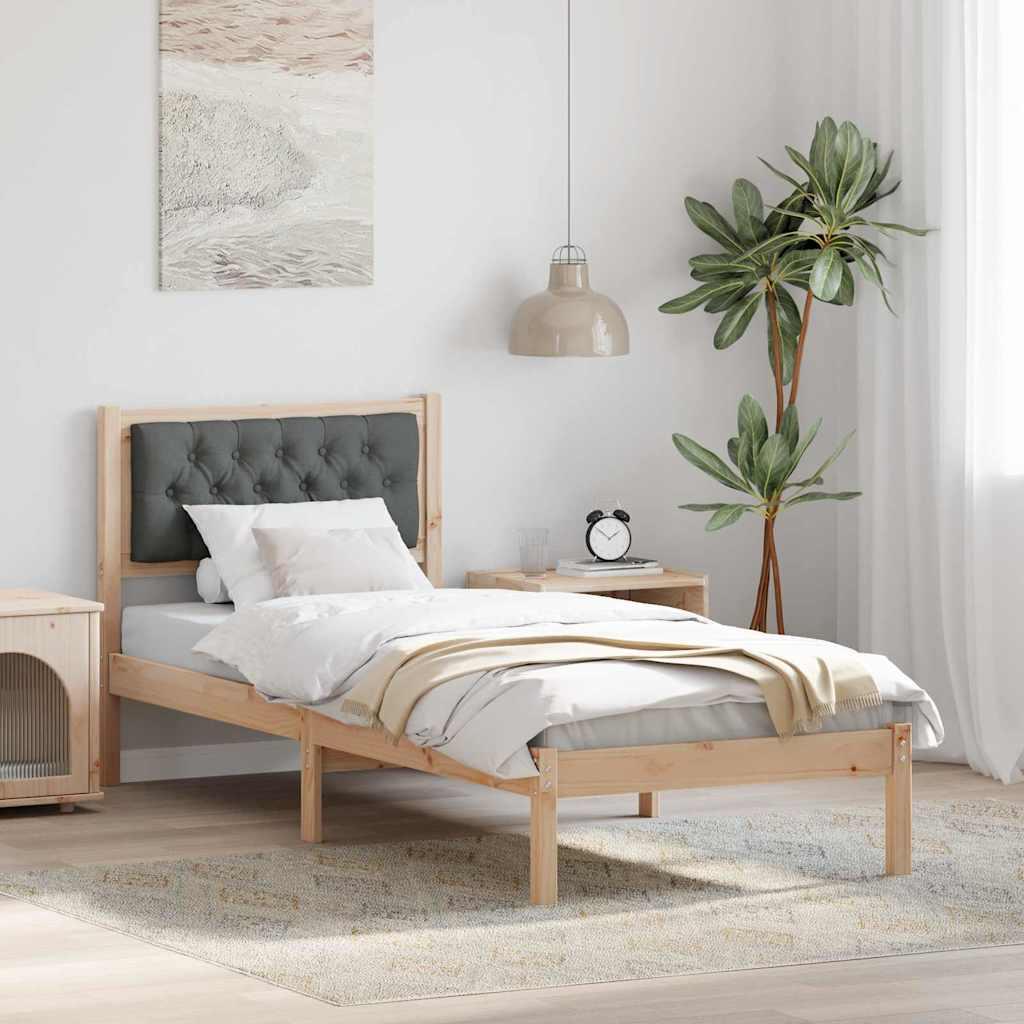Sengestel med hovedgærde Mørkegrå 90 x 200 cm Massiv fyrretræ