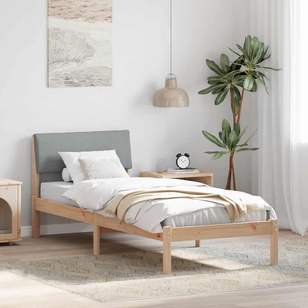 Sengestel Brun og lys grå 75 x 190 cm Massivt fyrretræ