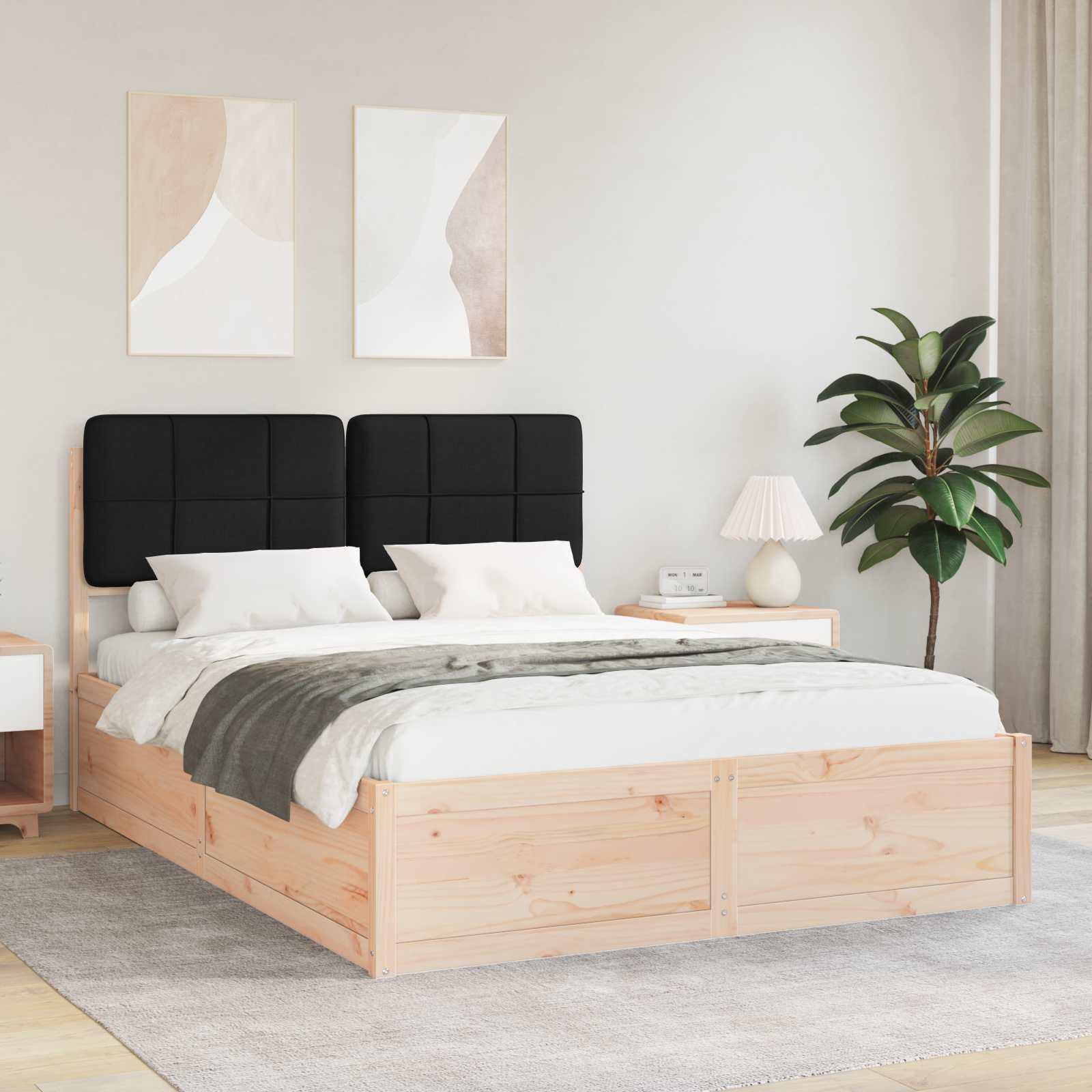 Sengestel med Polstret Hovedgavl Sort 160 x 200 cm