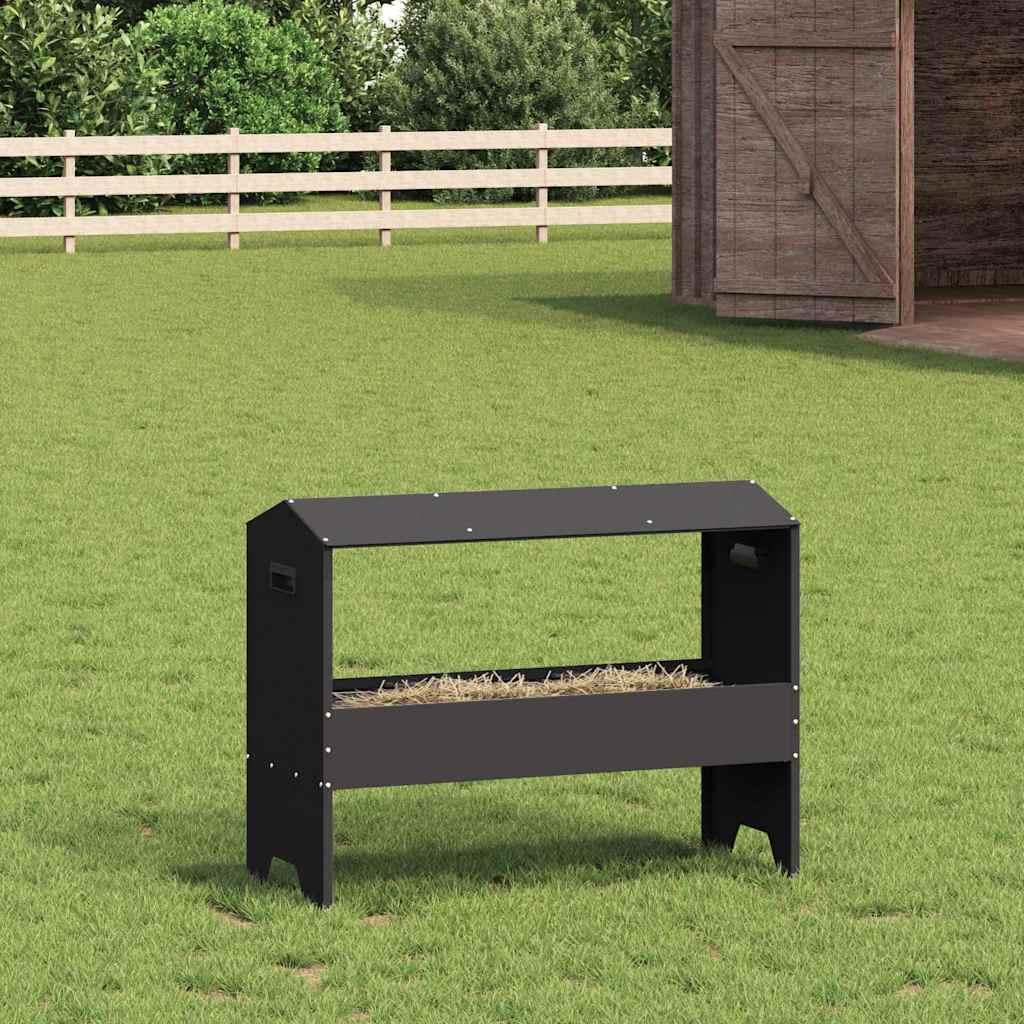 Fodertrug til husdyr Sort 79 x 35 x 62 cm Koldvalset Stål