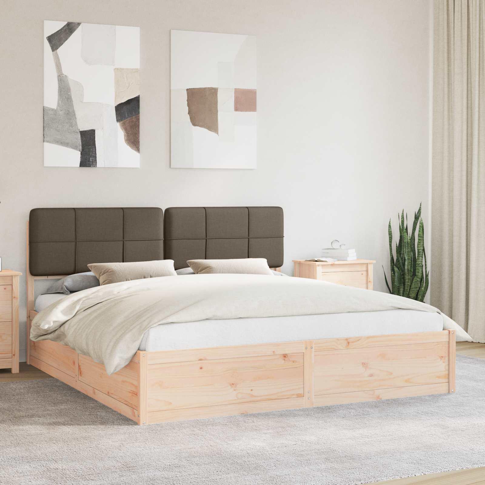 Sengestel med polstret hovedgavl - gråbrun 180 x 200 cm