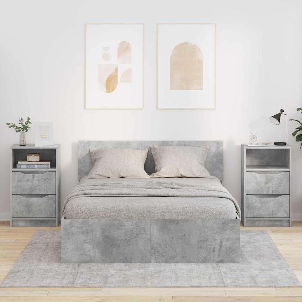 Sengeborde 2 stk Beton Grå 40 x 30 x 467 cm Konstrueret træ