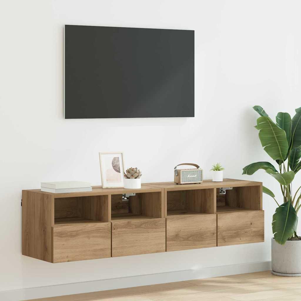 TV Væghylder Vægmonteret 2 stk Artisan Egetræ 60 x 30 x 30 cm