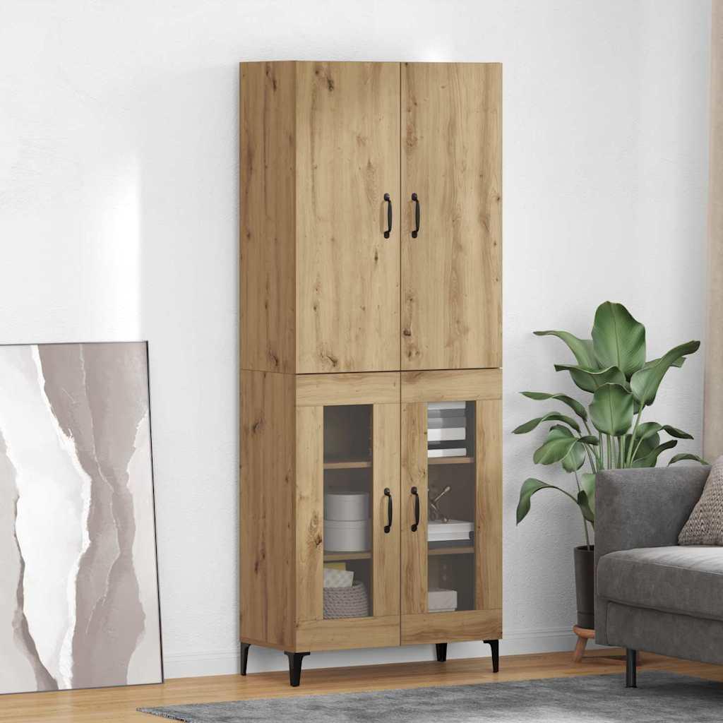 Highboard i artisan egetrælook 69,5 × 34 × 180 cm - konstrueret træ