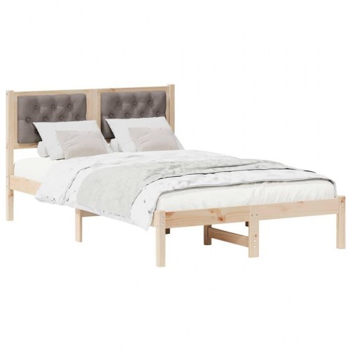 Sengestel med hovedgærde gråbrun 120 x 190 cm massiv fyrretræ