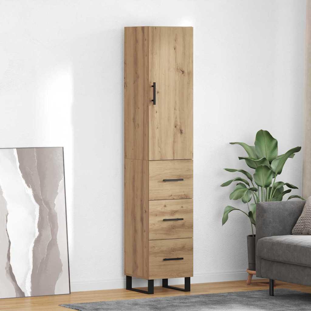 Highboard i konstrueret træ - Artisan egetræ, 34,5 × 34 × 180 cm