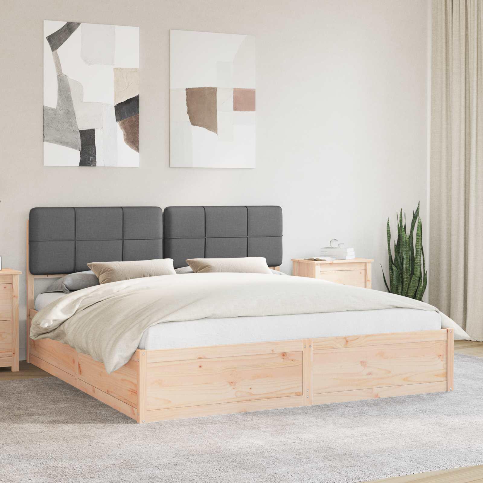 Sengestel med polstret hovedgavl - mørkegrå, 180 x 200 cm