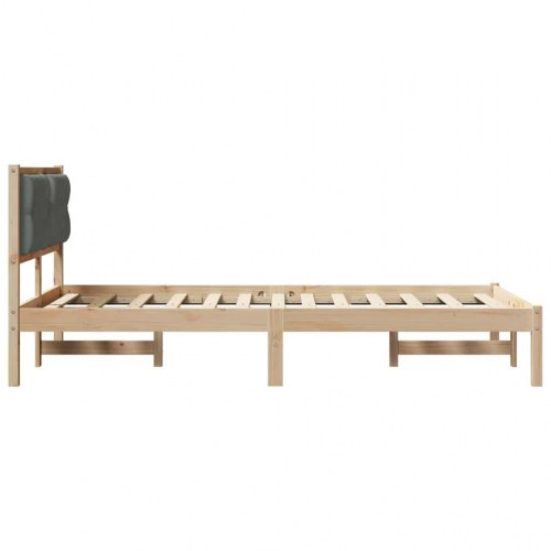 Sengestel med hovedgærde - mørkegrå, 120 x 190 cm, massiv fyrretræ