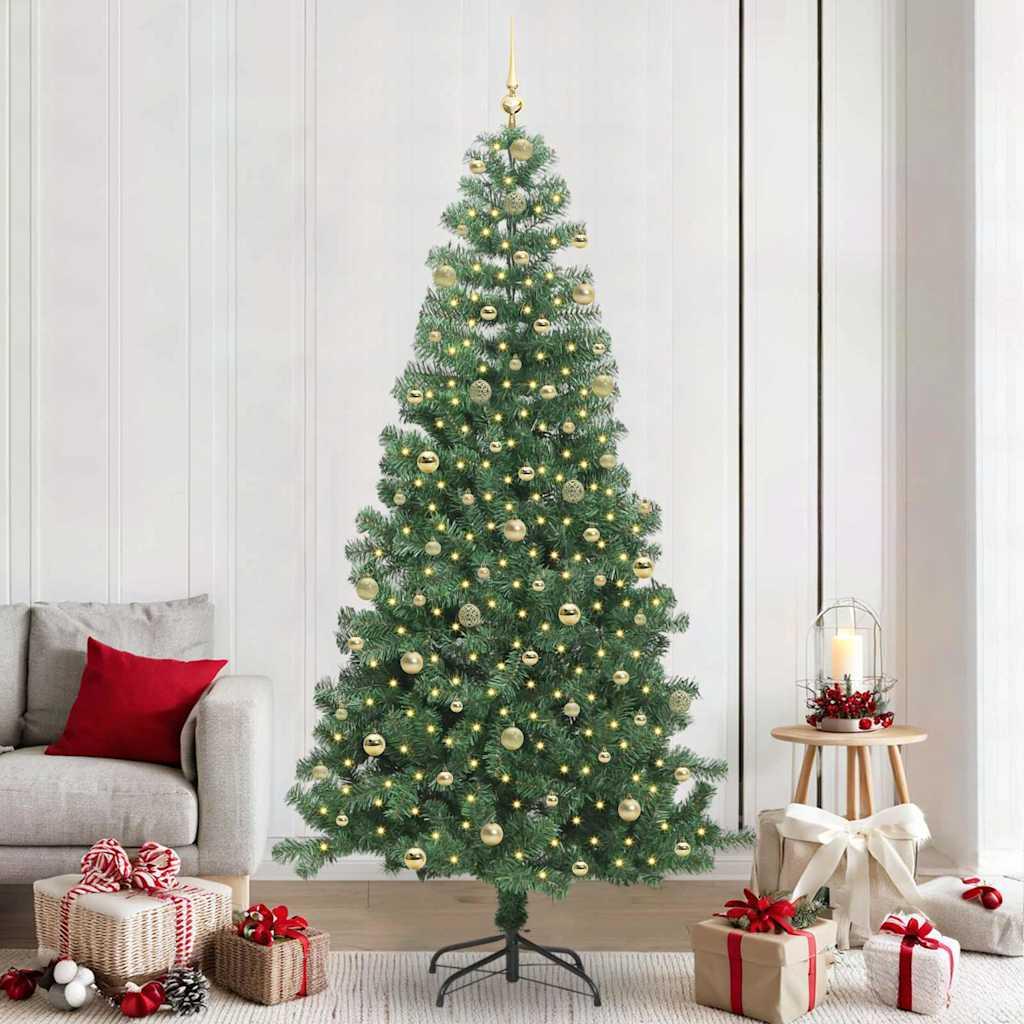 Juletræ med 300 LED'er med stativ Grøn 240 cm PVC