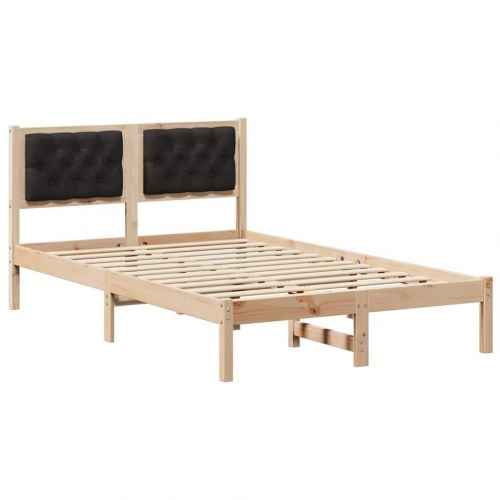 Sengestel med hovedgærde i massivt fyrretræ - sort 135 x 190 cm