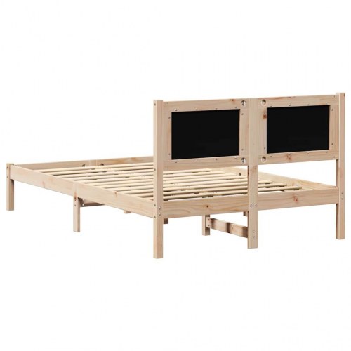 Sengestel med hovedgærde mørkegrå 135 x 190 cm massiv fyrretræ