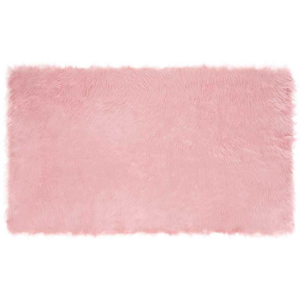 Falsk Fåreskind Tæppe Lyserød 100 x 200 cm Polyester