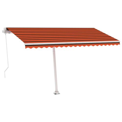 Fritstående markise 400x300 cm manuel betjening orange og brun