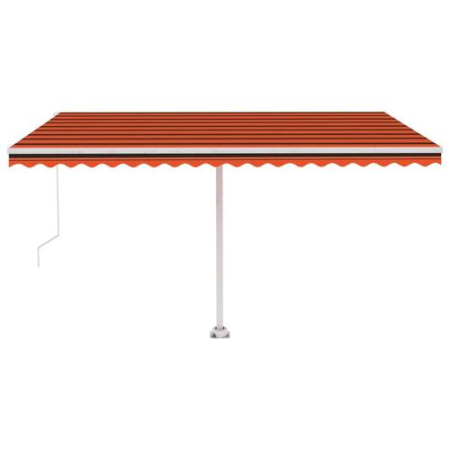 Fritstående markise 400x300 cm manuel betjening orange og brun