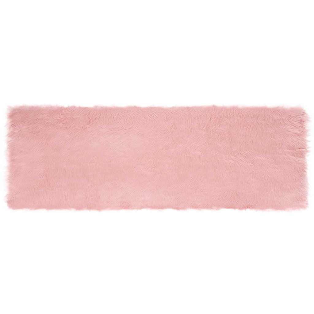 Falsk Fåreskind Tæppe Lyserød 80 x 250 cm Polyester