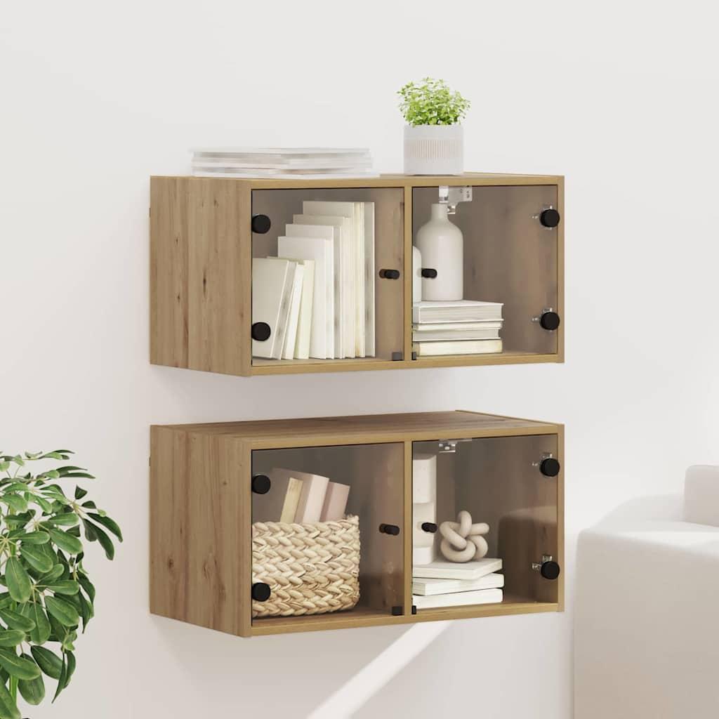 Væggeskabe 2 stk Artisan Egetræ 68 x 37 x 35 cm Konstrueret træ
