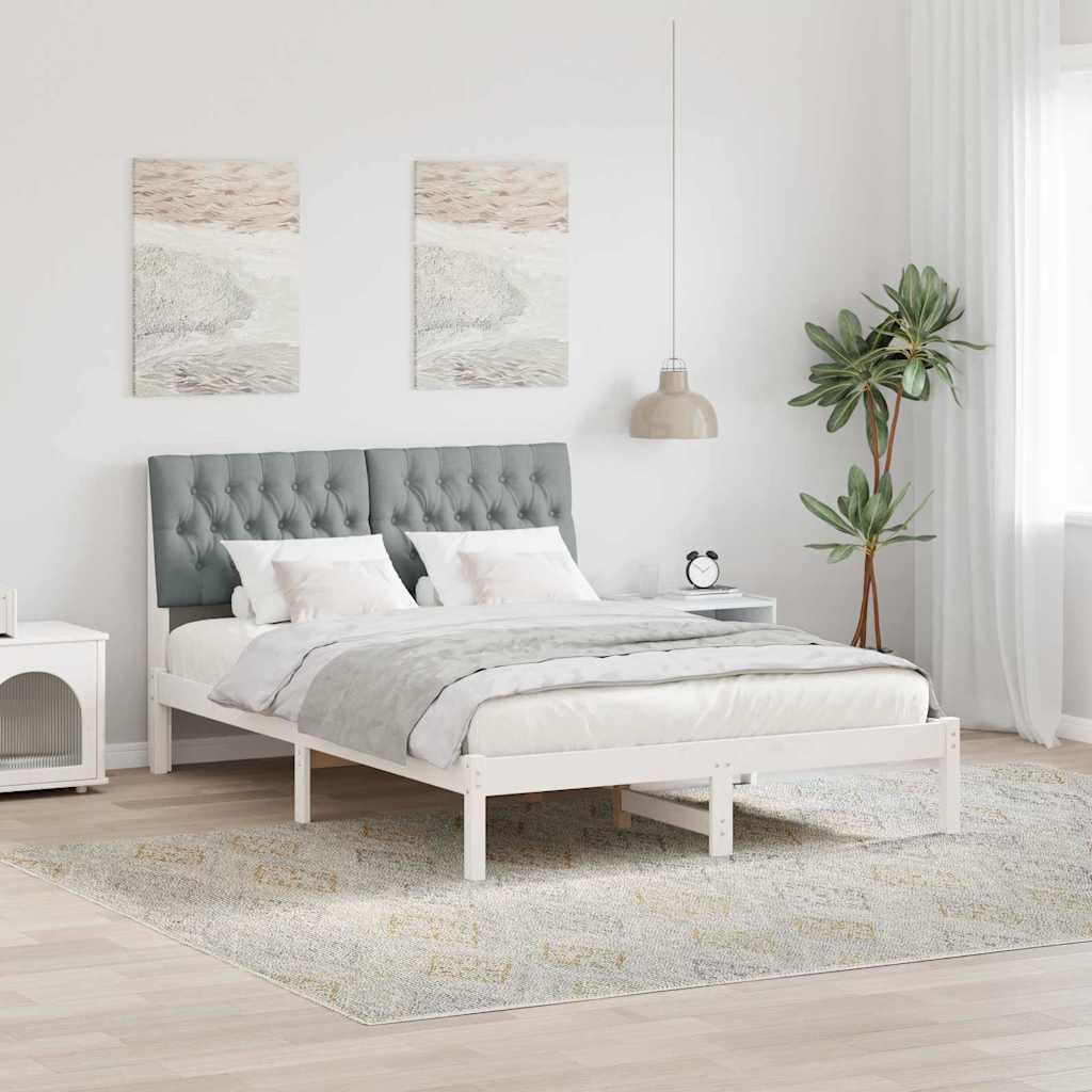 Sengestel med Polstret Hovedgavl Hvid 150 x 200 cm
