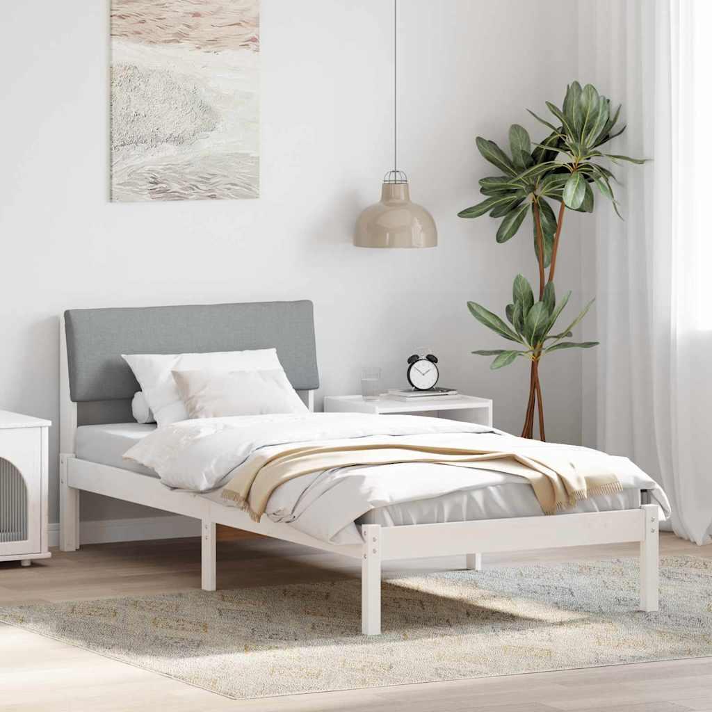 Sengestel Hvid og lys grå 100 x 200 cm Massivt fyrretræ