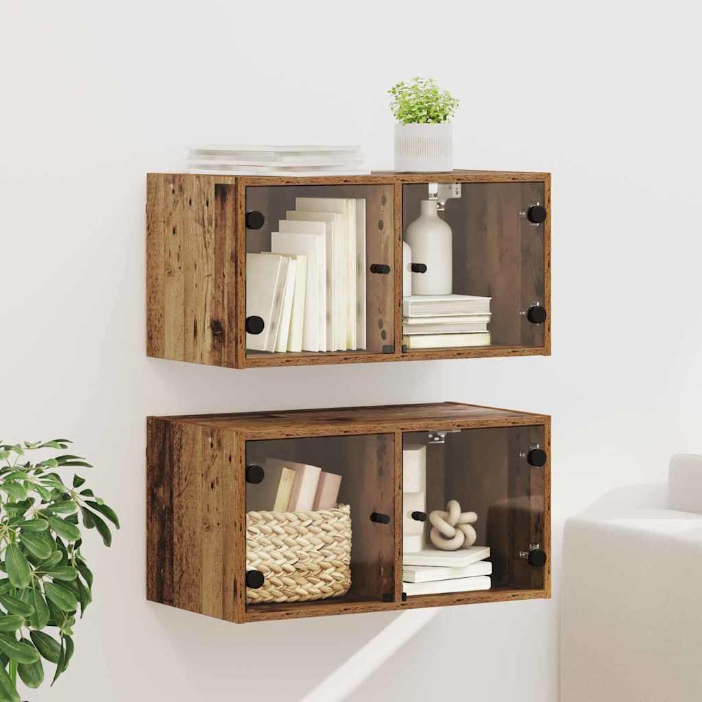 VÃ¦ggeskabe 2 stk Gammelt trÃ¦ 68 x 37 x 35 cm Konstrueret trÃ¦