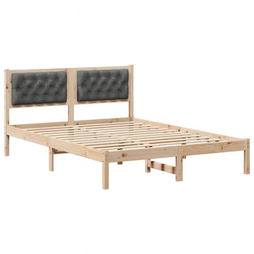 Sengestel med hovedgærde mørkegrå 140 x 190 cm massiv fyrretræ